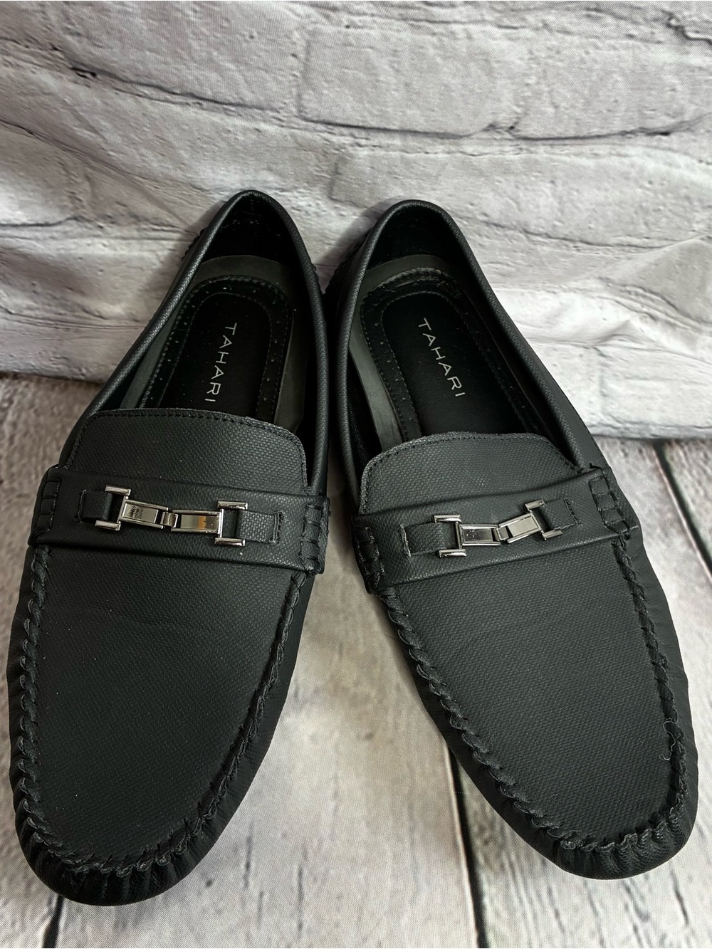 Tahari Jester Men’s Black Faux Leather Driving Moc Loafer Slip-On Shoe Sz 8 GUC - Picture 6 of 10